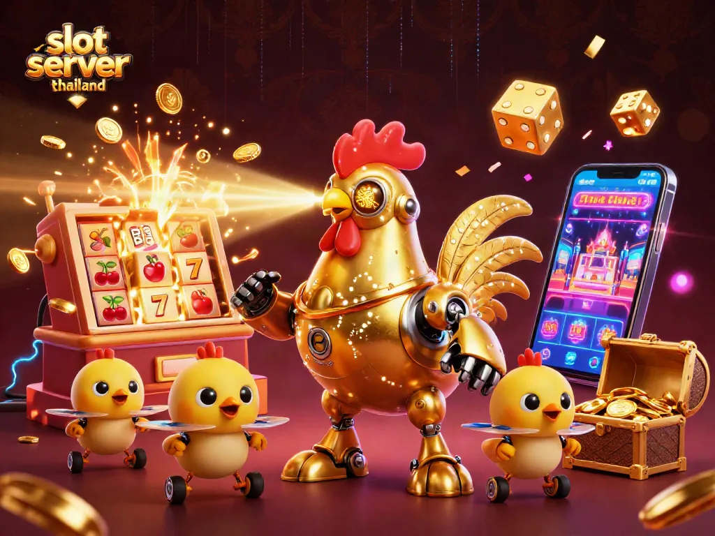 Experience thrilling action with the slot server thailand and vibrant gaming elements in this dynamic illustration.