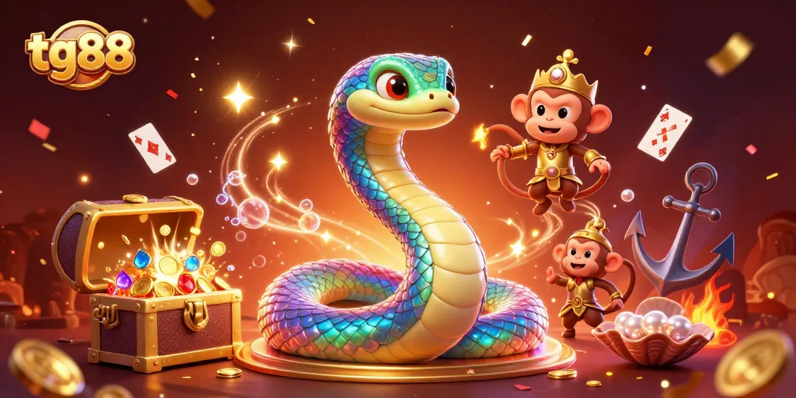 Engage with tg88’s colorful gaming experience featuring a playful monkey king amidst sparkling treasures.
