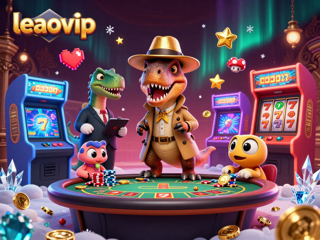 Winning at leaovip's blackjack table with velociraptors and slot reels enhancing the casino experience.