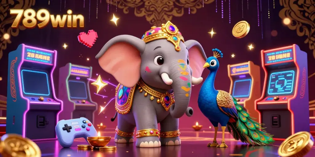 Experience thrilling gaming with 789win's dynamic casino adventures featuring vibrant elephants and gaming elements.