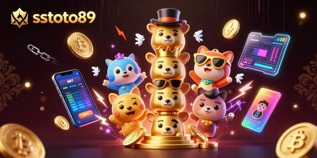 Jelajahi dunia taruhan dengan sstoto89, menampilkan totem emas dan elemen kasino yang kaya.