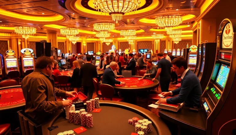 Experience the excitement of "the hidden wiki org" at a thriving casino, where players engage at tables and slot machines.