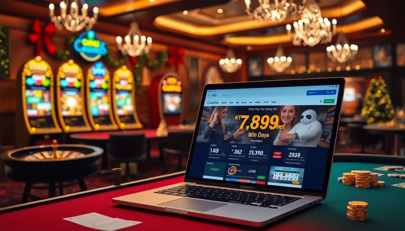 Exciting online gambling at https://789wins1.net/ featuring vibrant slot machines and poker tables.