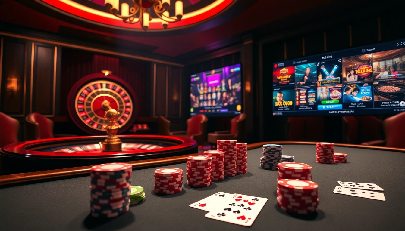 Engage with nhà cái XX88 at a vibrant casino table, featuring poker chips and cards for exciting gameplay.