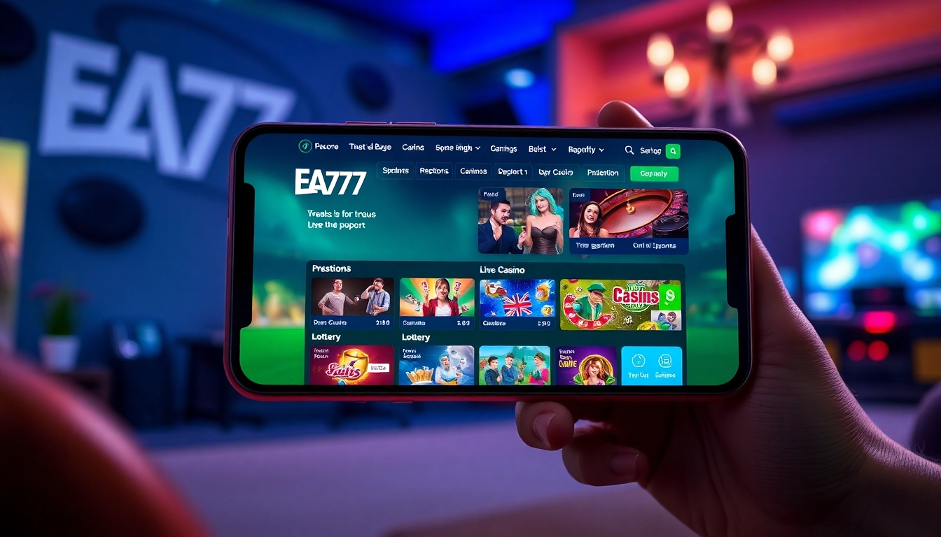 EA77's online gaming platform showcasing sports betting, live casino, and intuitive interface.