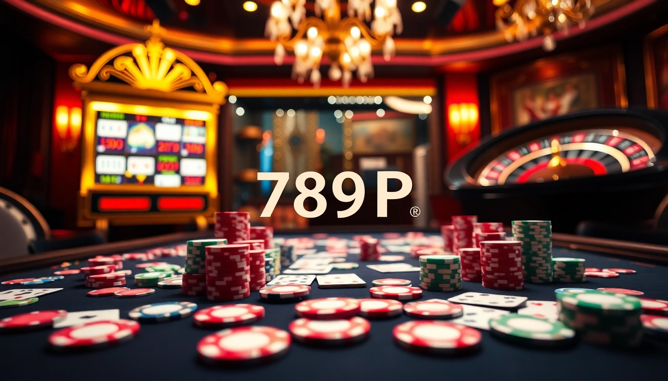 Engage in thrilling gameplay at 789P with vibrant poker chips and a classic roulette wheel.