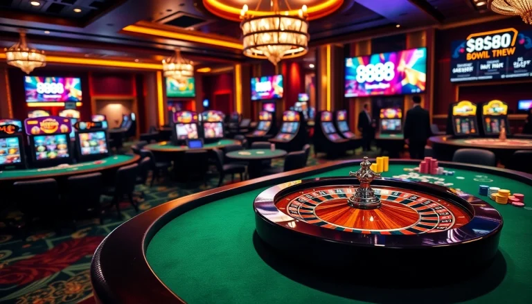 Players enjoying live casino games at 888NEW, featuring vibrant roulette and poker tables.