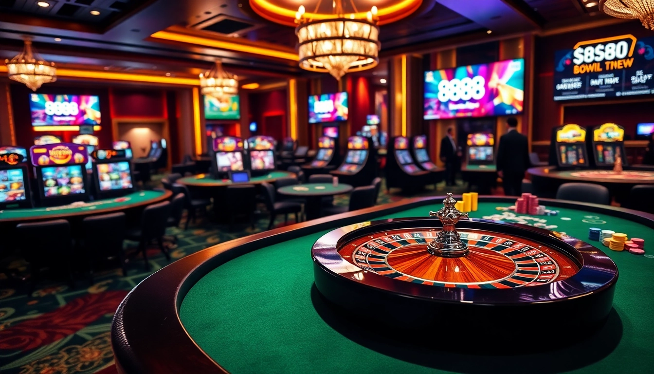 Players enjoying live casino games at 888NEW, featuring vibrant roulette and poker tables.