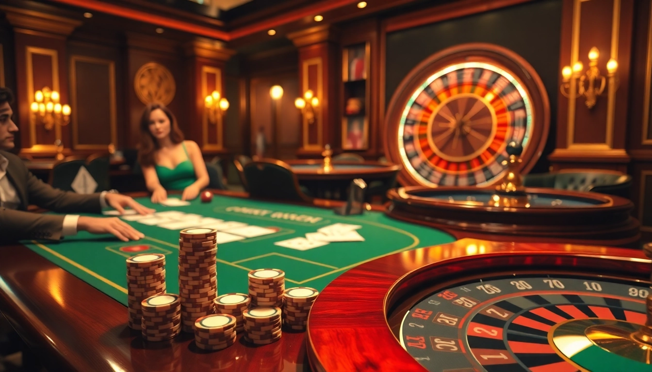 High-stakes gaming scene capturing the excitement of PXJ casino strategies and luxurious atmosphere.