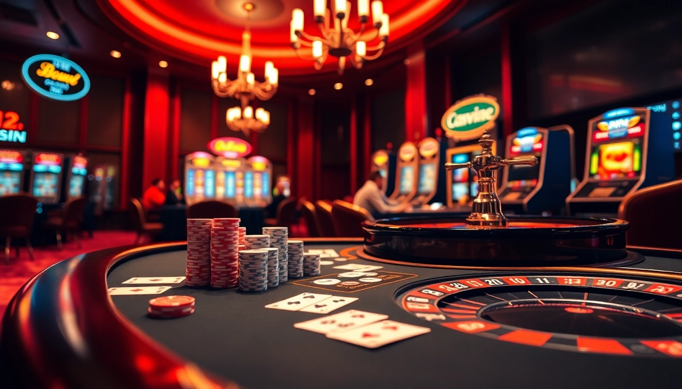 Exciting poker game scene showcasing 123win with glamorous casino elements.