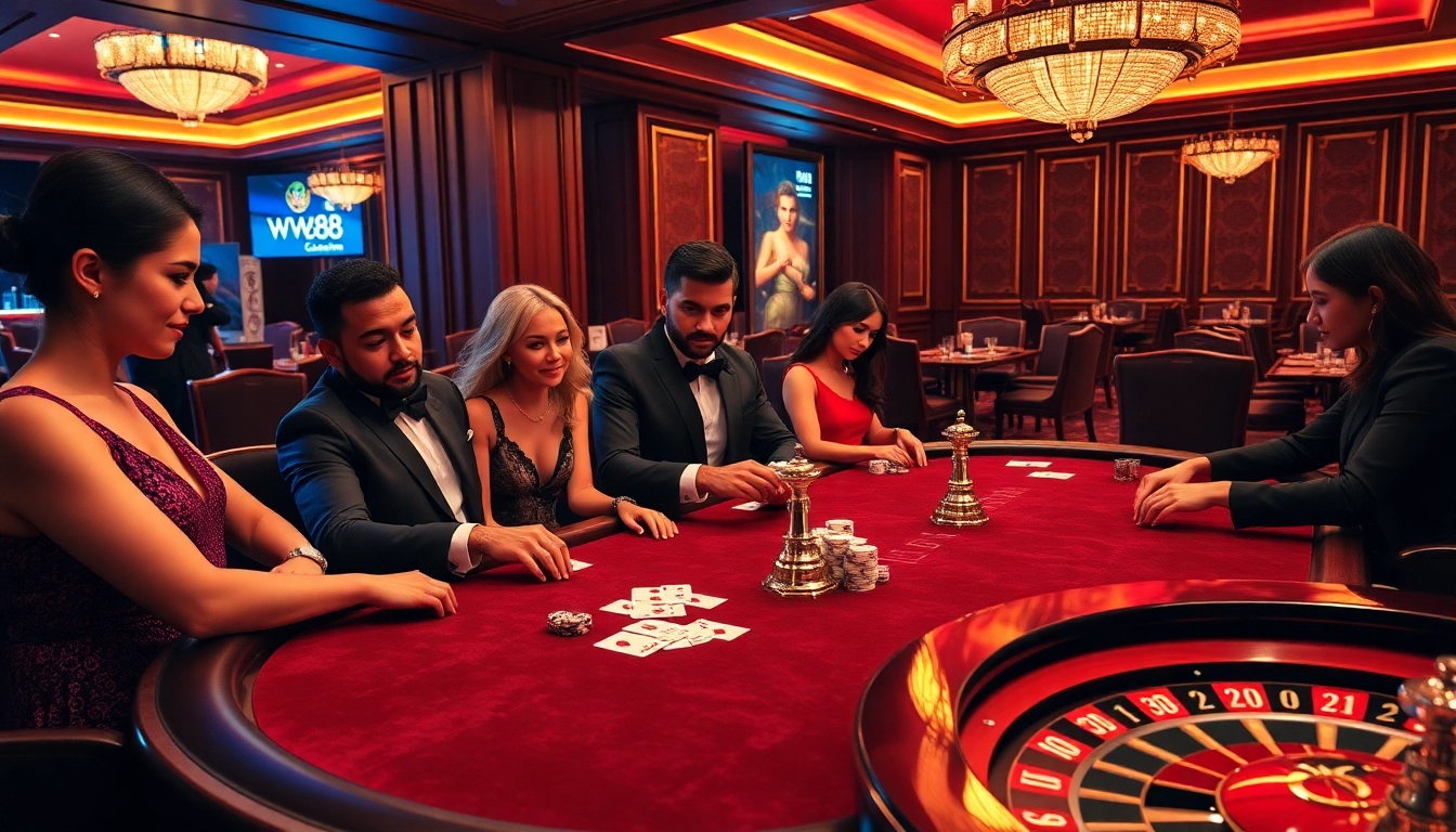 Experience thrilling gambling at WW88 casino with vibrant games and elegant decor.