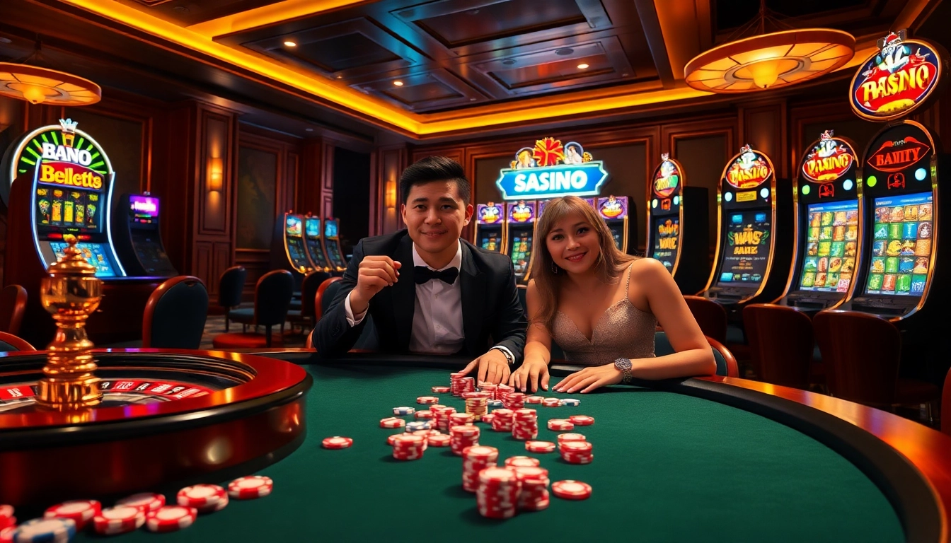 Players enjoying thrilling games at HAY88 casino, featuring roulette and poker.