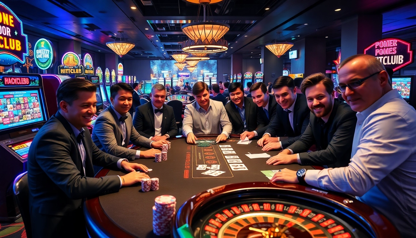 Engaged players enjoy thrilling games at HITCLUB casino, emphasizing excitement and winning potential.