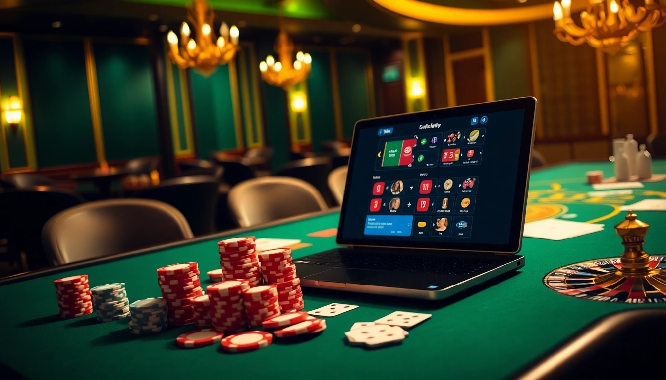 Players enjoying a vibrant gaming experience at iWin casino featuring chips and cards.