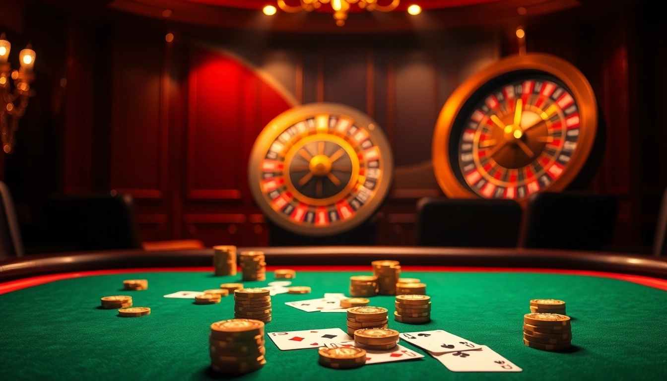 Experience the thrill of high-stakes play at the mm88 luxurious poker table with golden chips and exciting gameplay.