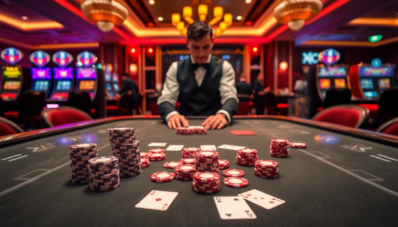 Engage with NK88's thrilling poker action at a luxurious casino table.