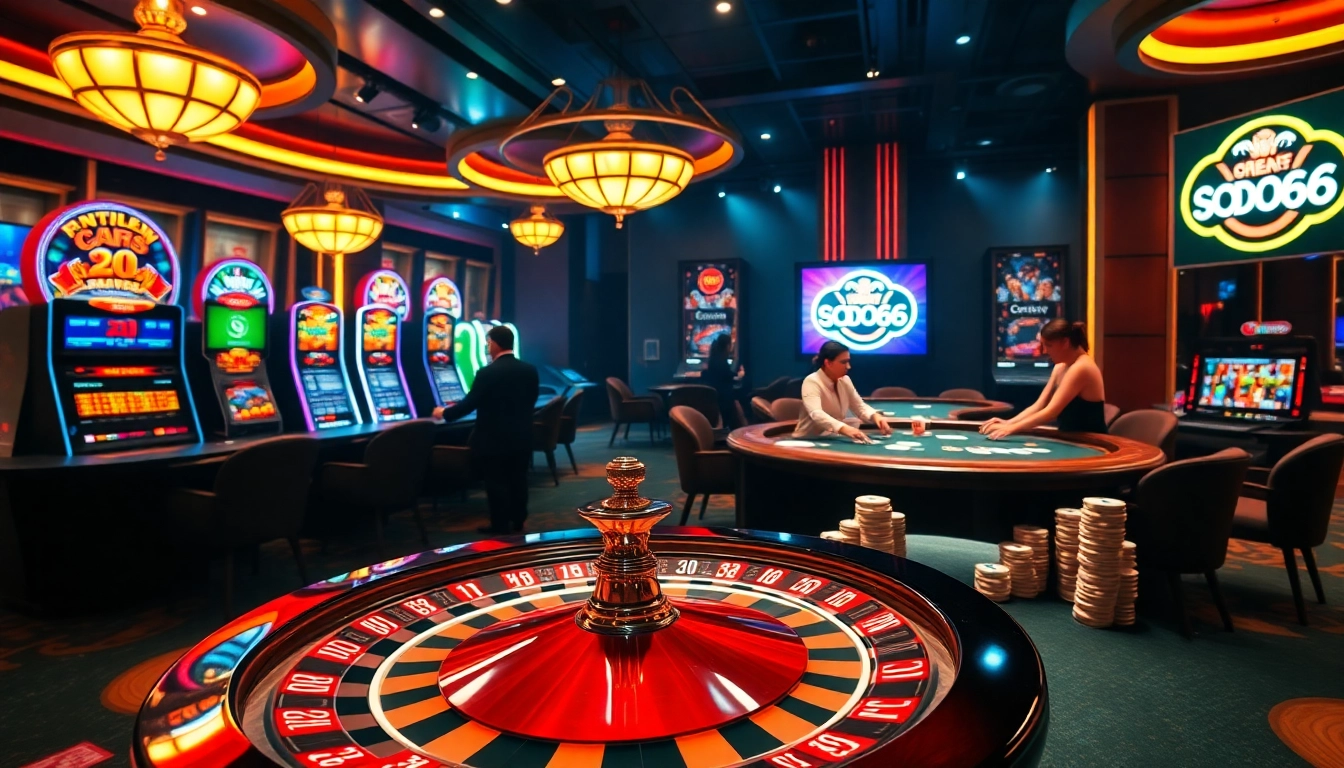 SODO66 players enjoying an exciting live casino experience with high-stakes poker and roulette.