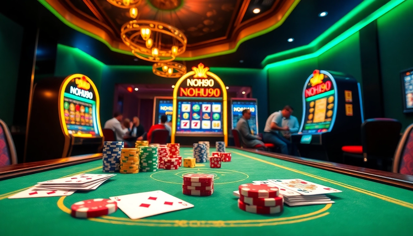 Engage in thrilling gaming at NOHU90's luxurious online casino setting.