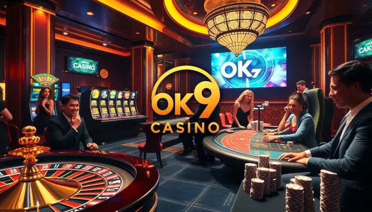 Experience the thrill of gameplay at OK9 CASINO with poker tables and roulette wheels.