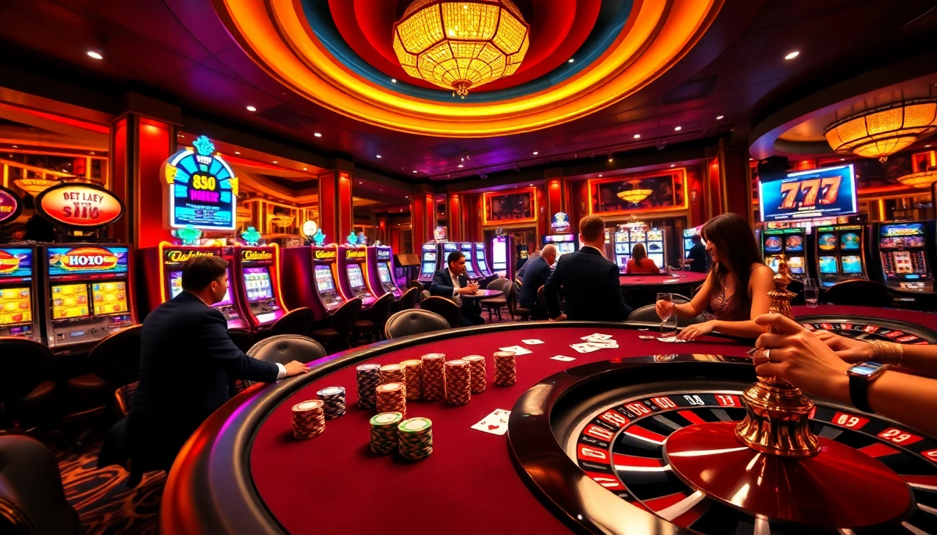 Experience the thrill of hb88 gaming with vibrant casino tables and exciting slot machines.