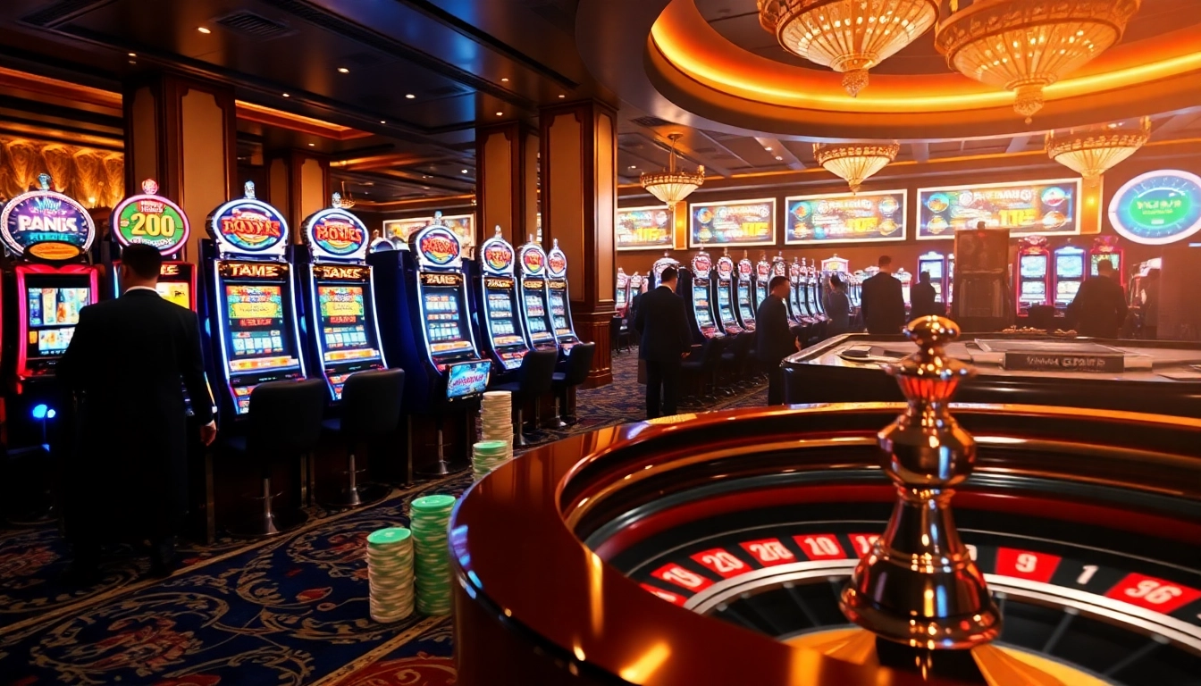 Experience exhilarating gameplay at qqmacan slot with vibrant slot machines and thrilling casino atmosphere.