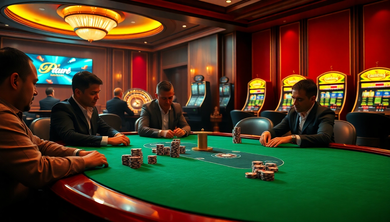 Players enjoying high-stakes poker at a glamorous table, inspired by https://abc88.app/ for a thrilling experience.