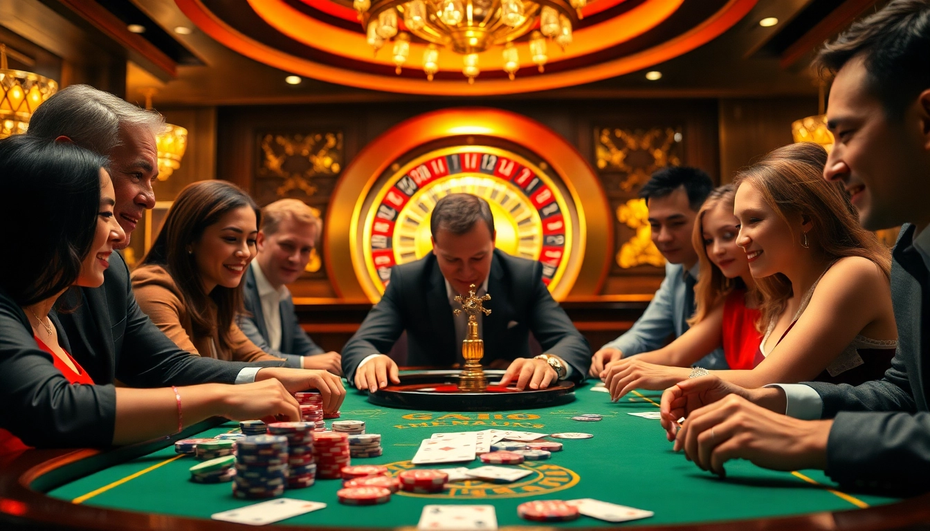 Experience the thrill of mmoo game đổi thưởng at a luxurious casino table with vibrant chips and cards.