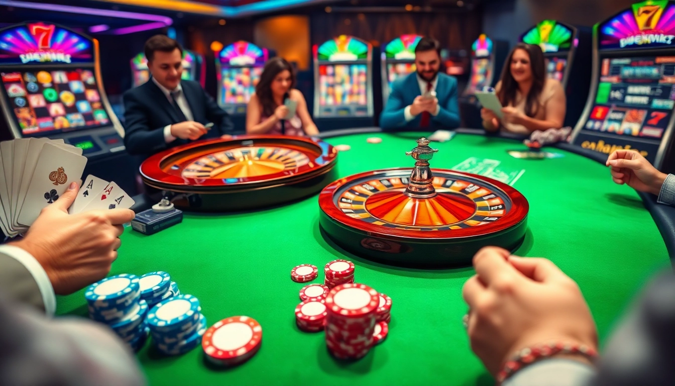 Players engaging in an exciting game at Bomwin's luxury casino table.