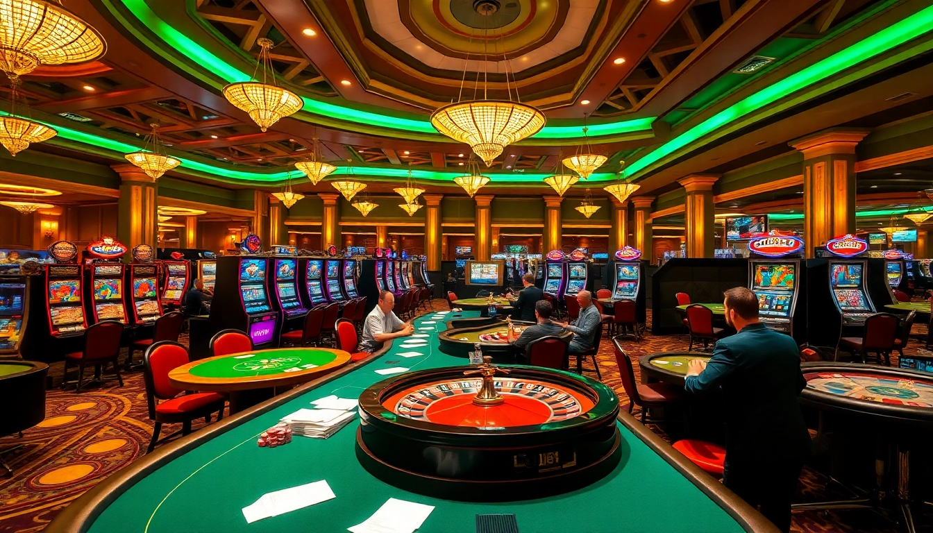 Kubet casino players engaging in high-stakes poker and roulette excitement, showcasing a vibrant gambling atmosphere.
