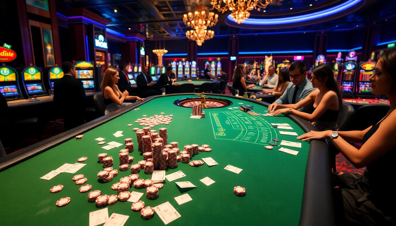 Nohu90 offers an exciting casino experience with vibrant slot machines and poker tables.