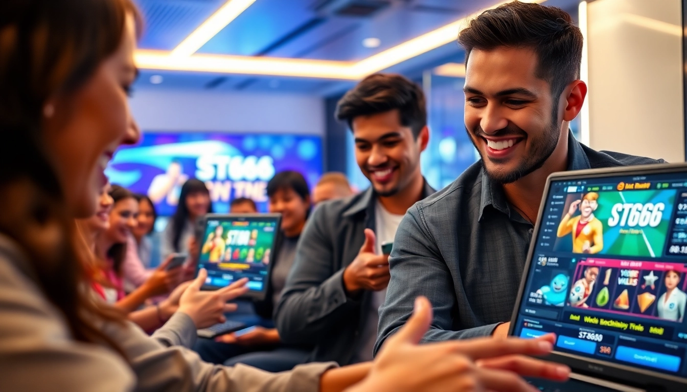 ST666 online betting platform showcasing diverse players enjoying vibrant gaming experiences.