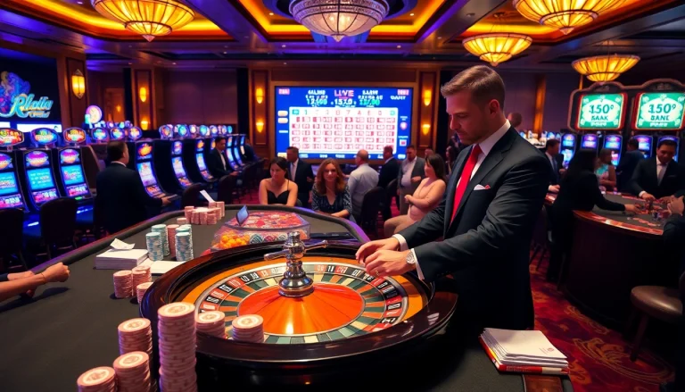 Experience lô đề uy tín with an exciting casino scene featuring roulette, poker chips, and bettors.