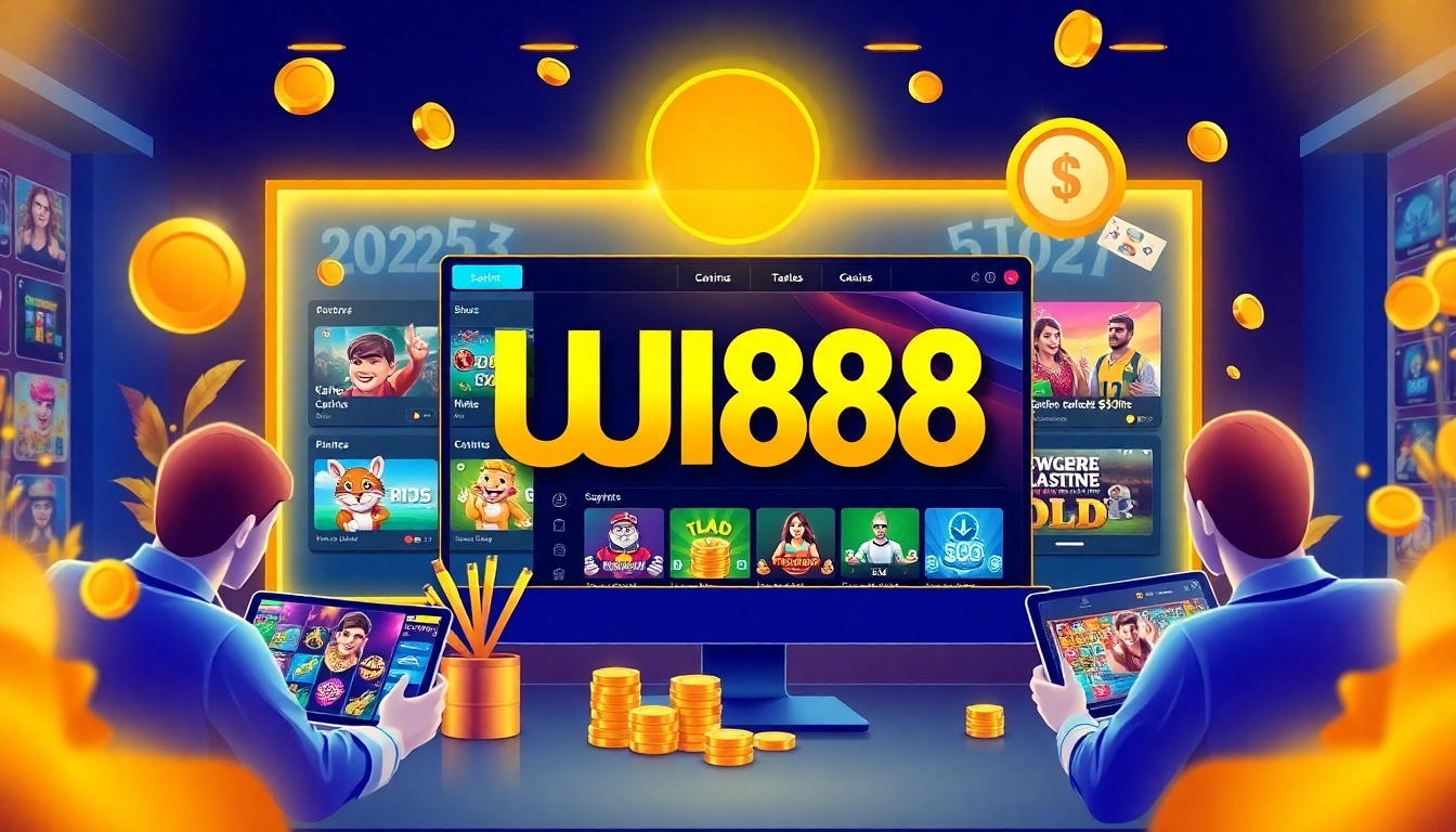 Engaging visual of UU88 online casino interface showcasing games and security features.