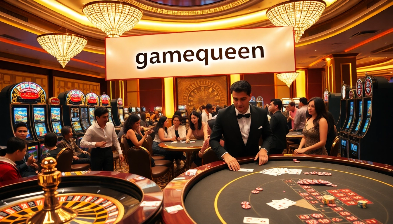 Experience the thrill of the casino with GameQueen's luxurious gaming atmosphere.