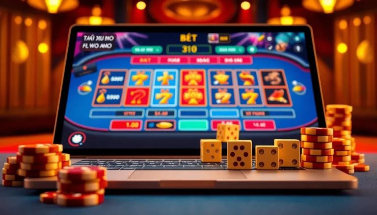 Experience the thrill of tài xỉu online with vibrant digital casino visuals and dynamic gaming action.