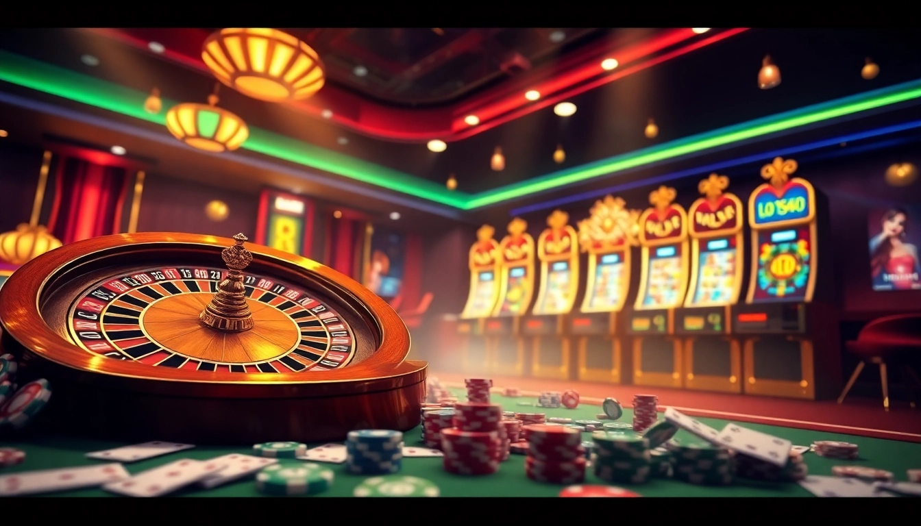 Engaging casino action at nhà cái NOHU90 with vibrant games and luxury elements.