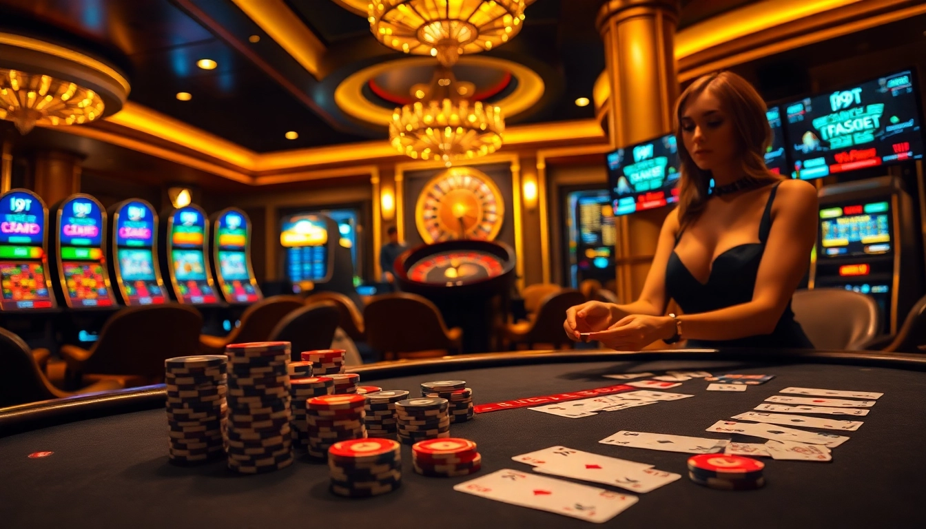 Experience the thrill of i9bet with luxurious poker tables, vibrant slot machines, and exciting roulette wheels.