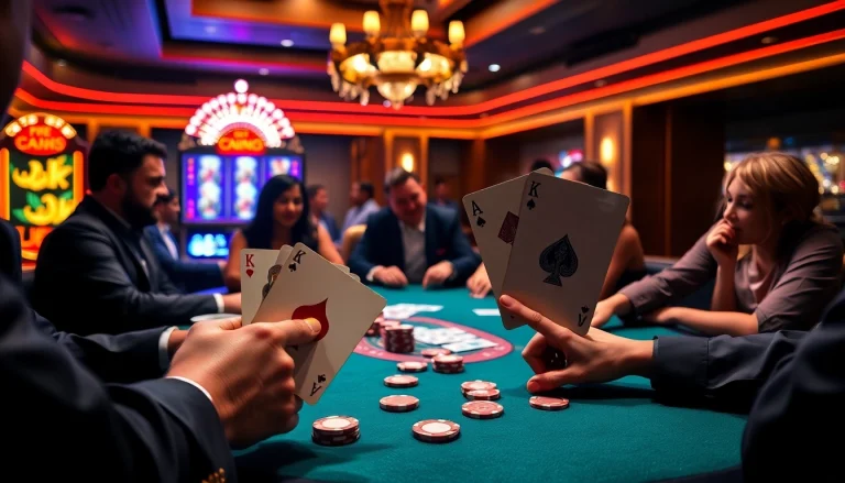 Engaging in a thrilling poker game at the elegant situs11 daftar casino table.