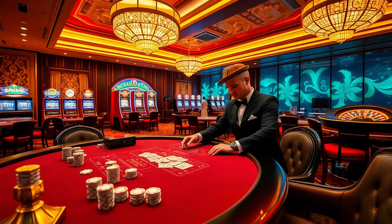 Experience luxury gaming at https://68vip.video/ with a vibrant casino scene showcasing thrilling card action.