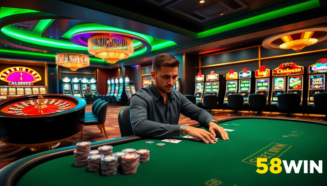 Join the action at 58WIN with thrilling poker gameplay and elegant casino vibes.