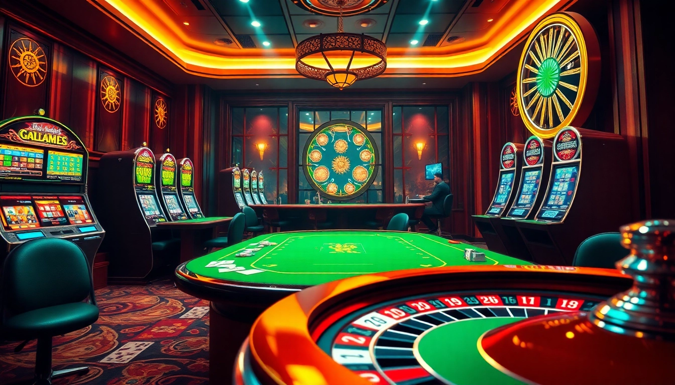 Experience the thrill of winning at SP8.biz with vibrant casino elements and engaging gaming scenes.