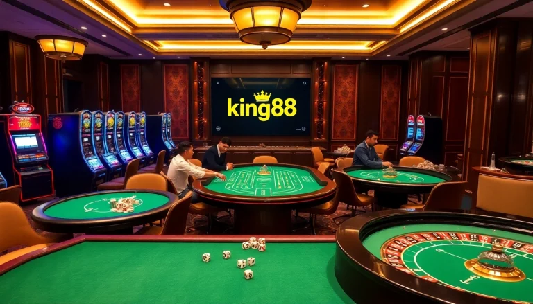 king88 players enjoying a high-stakes blackjack game in a luxurious casino setting