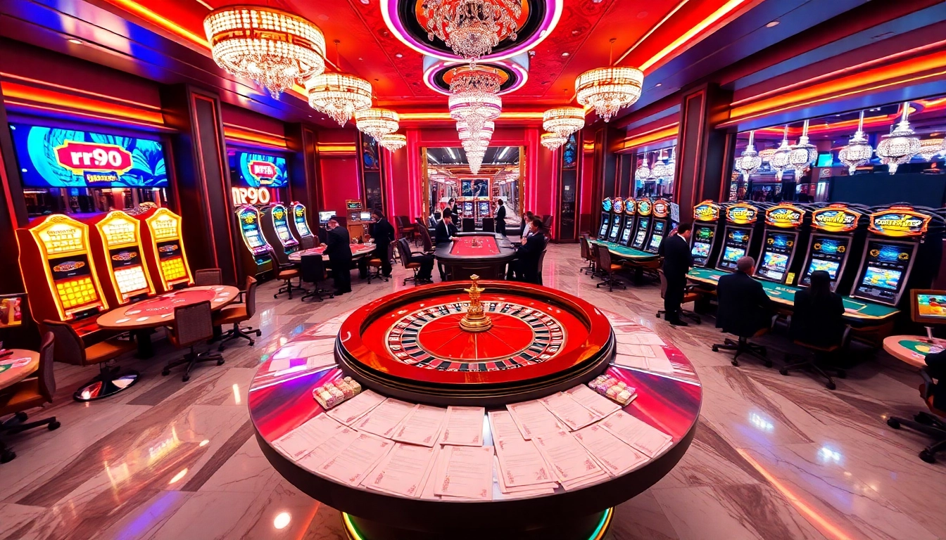 Engage in thrilling casino action with rr99-themed betting slips and vibrant gaming tables.