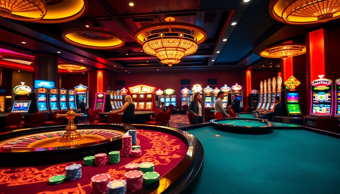 Players enjoying a thrilling moment at the KK55 casino table, filled with vibrant poker chips and excitement.