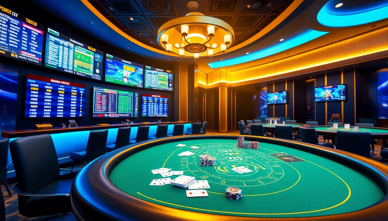 Engaged bettors placing wagers on Judi Bola in a luxurious sportsbook setting.