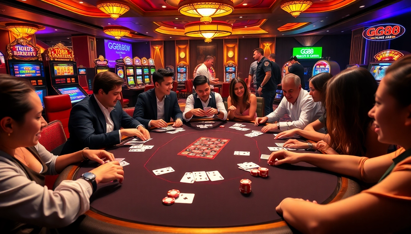 Experience gambling excitement at https://gg88live.com/ with live poker, vibrant chips, and lively atmosphere.