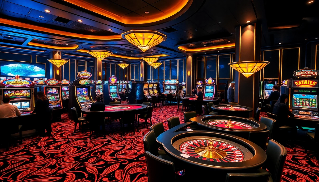 Gambling action at bl555 casino featuring vibrant tables and excited players.