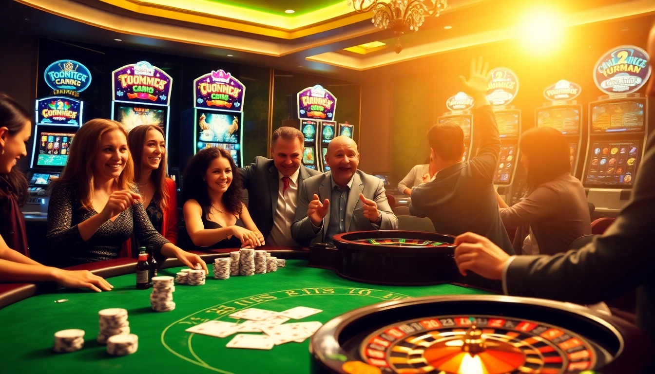 Players enjoying an energetic game at BL555's casino tables, showcasing vibrant gameplay and excitement.