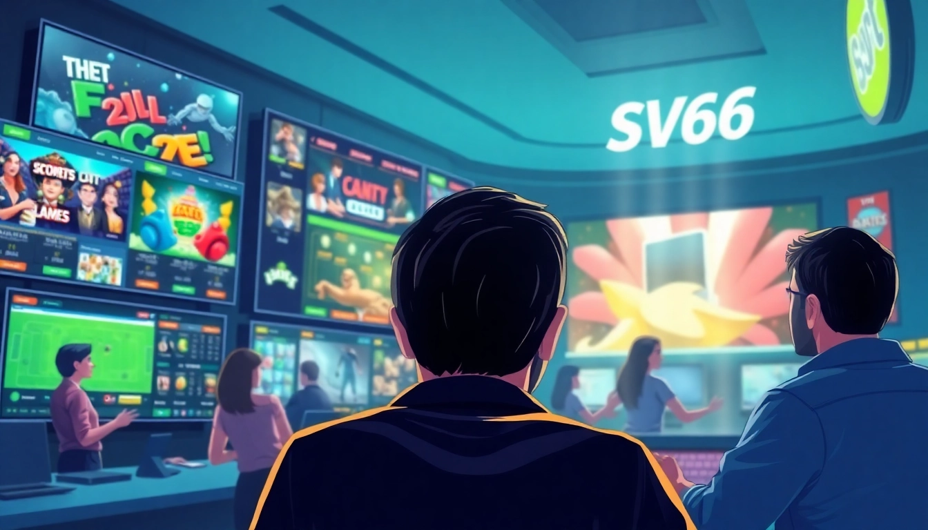 SV66 online gaming platform with diverse games engaging users in a vibrant atmosphere.