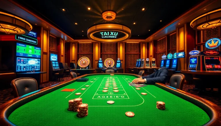 Engaged players at Tài Xỉu with betting slips and poker chips on https://taixiumd5.fan/ for a thrilling gaming experience.